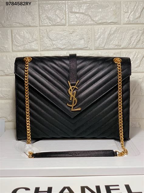 ysl envelope bag black and gold|YSL large black bag.